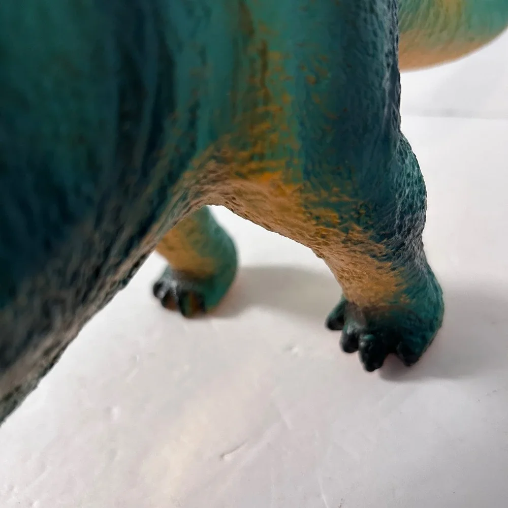Used Soft Touch Triceratops Dinosaur Figure Teal Orange 22 Inch Squishy Toy
